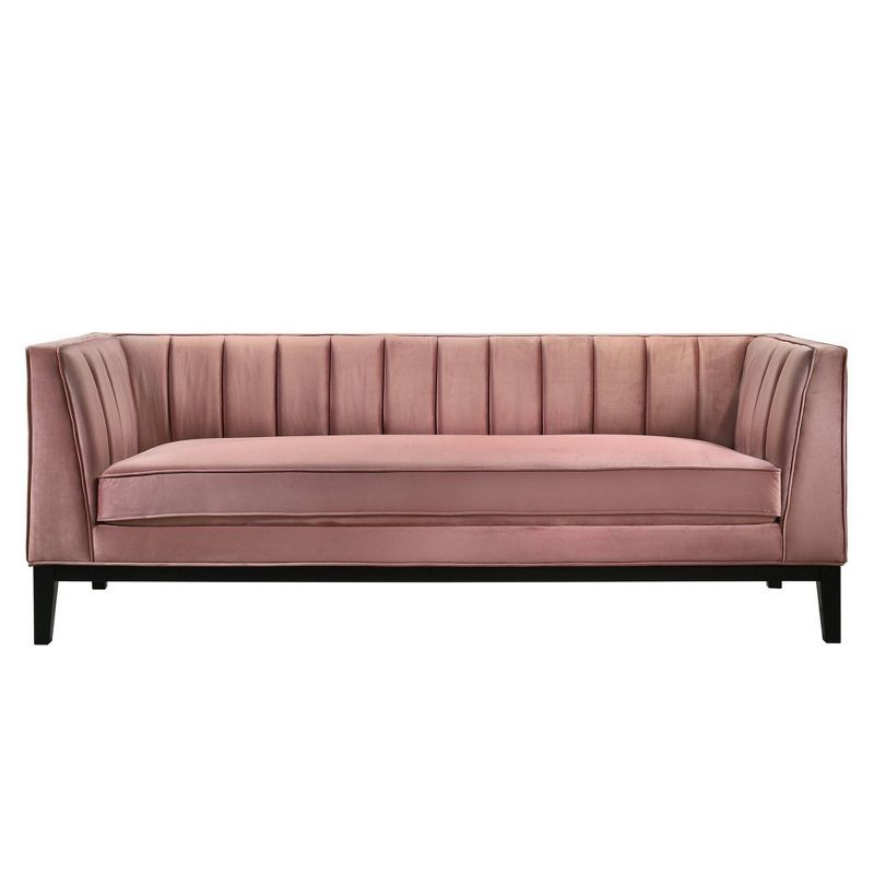 Calabasas 85'' Rose Velvet Solid Wood Tuxedo Sofa