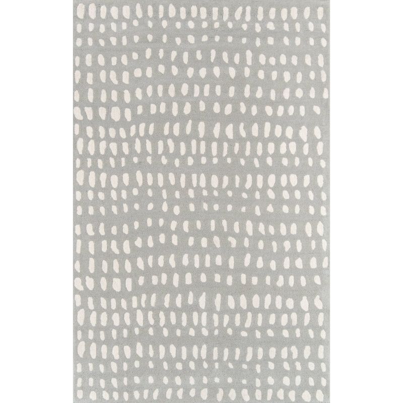 Handmade Geometric Tufted Wool Area Rug in Gray, 3'6" X 5'6"