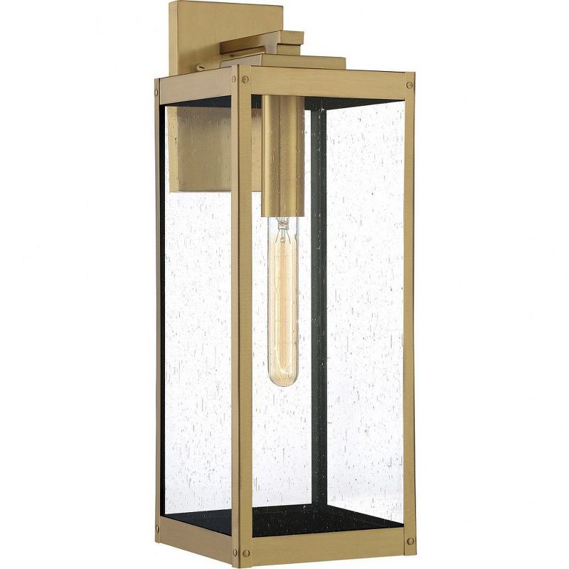 20-Inch Antique Brass and Clear Glass Outdoor Wall Lantern