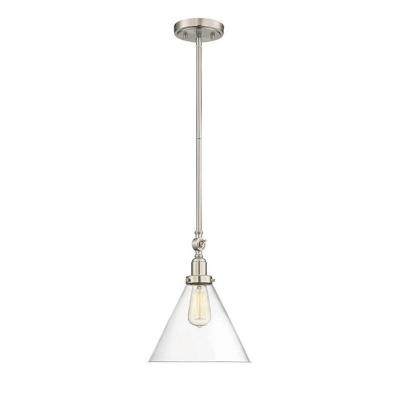 Drake Satin Nickel Adjustable Glass Pendant Light