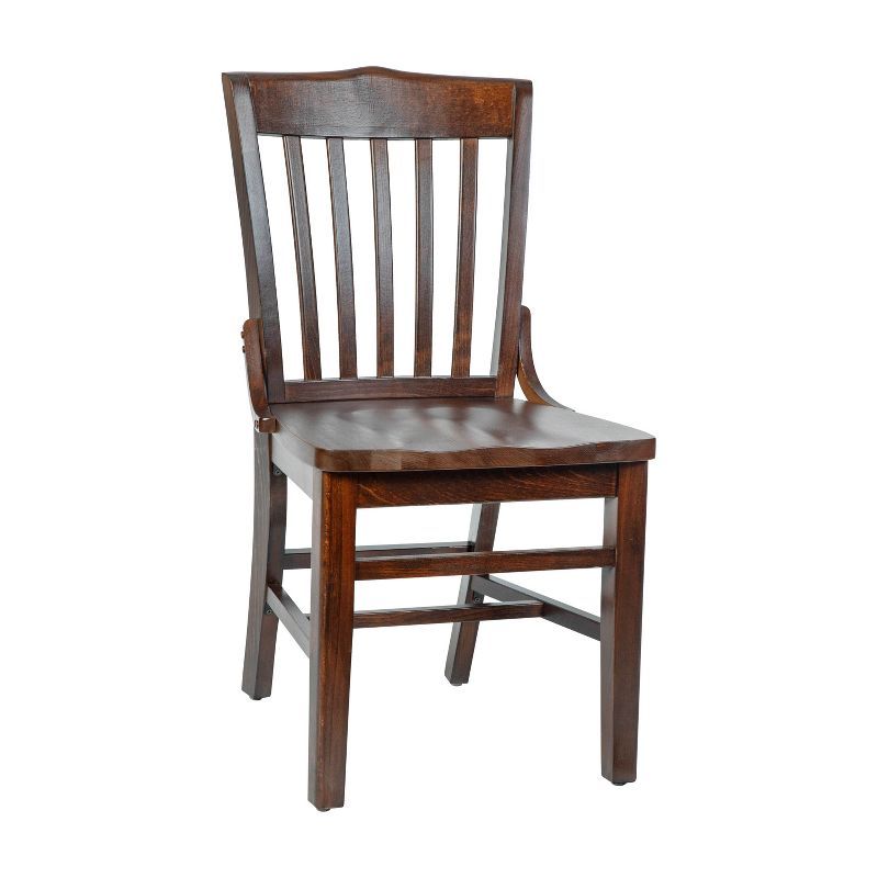 Traditional Walnut Wood Slat Back Dining Chair