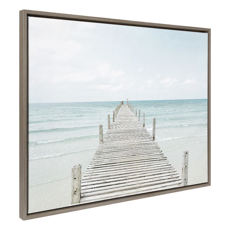 Large Coastal Wooden Pier on Beach Canvas Print