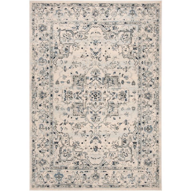 Charleston Heirloom Ivory and Light Blue Synthetic Area Rug, 3' x 5'