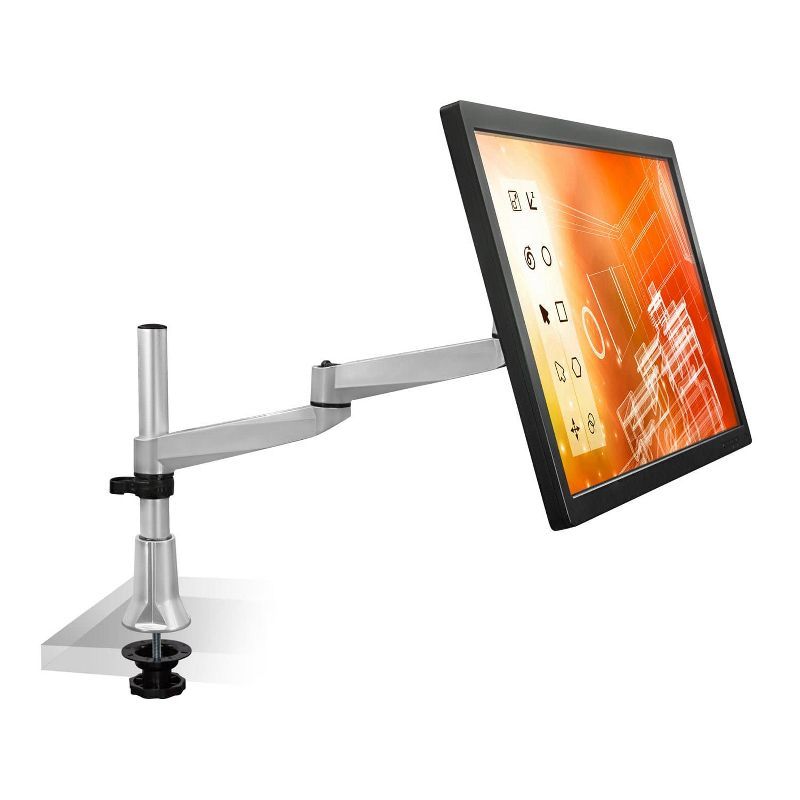 Silver Single Dual-Segment Monitor Desk Mount with Full Motion Arm