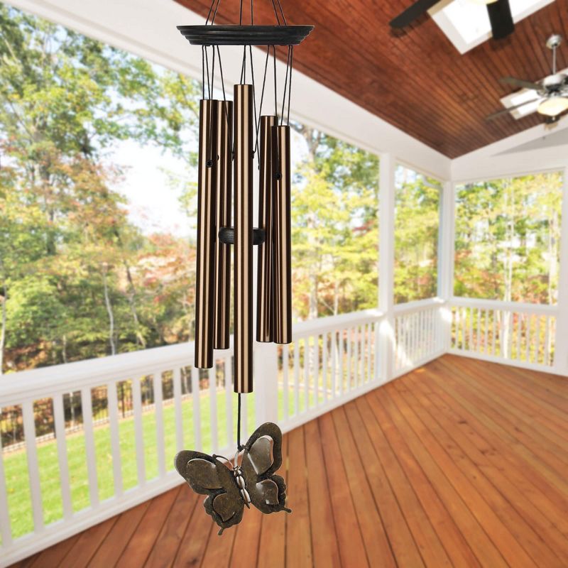 Bronze Butterfly Wind Chime with Black Accents, 21"