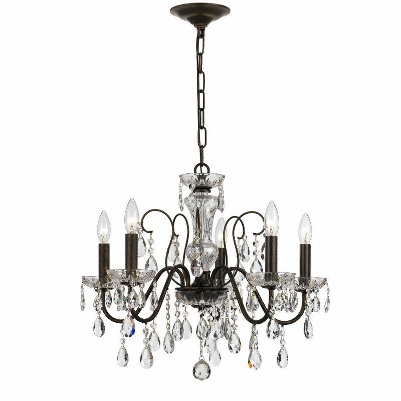 Butler 5-Light English Bronze and Clear Crystal Chandelier