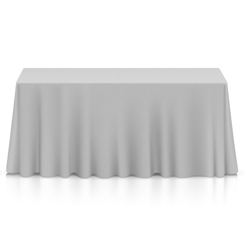 Silver Polyester Fabric Rectangular Tablecloth, 90 x 132 Inches
