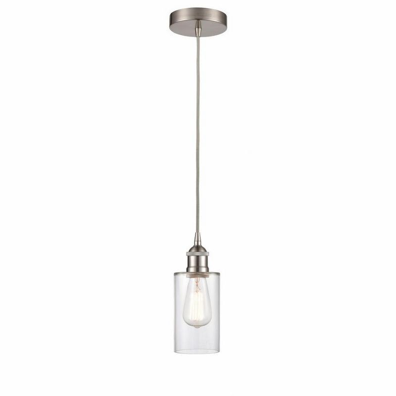 Brushed Satin Nickel Mini Pendant with Glass Shade