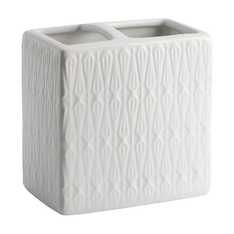 Kismet White Ceramic Geometric Toothbrush Holder