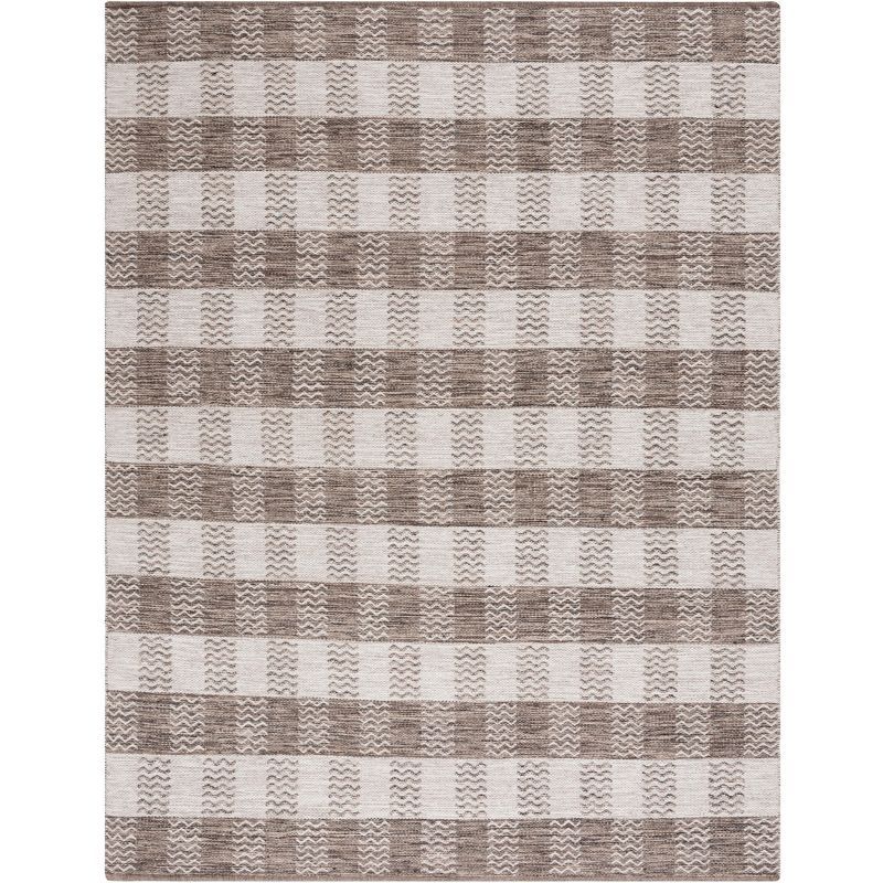 Gray and Brown Handmade Wool 8' x 10' Reversible Area Rug