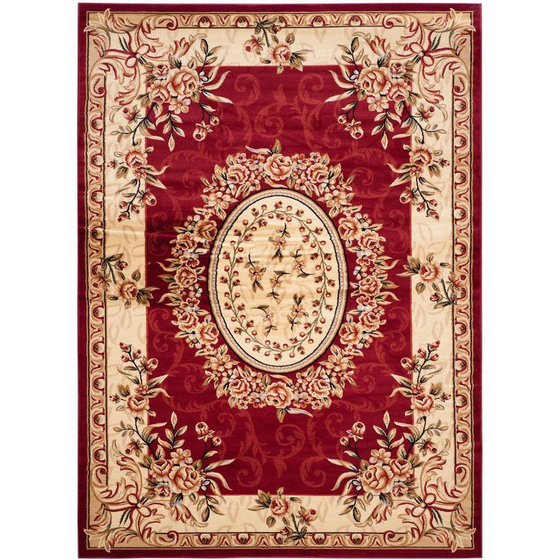 Red and Ivory Rectangular Tufted Synthetic Area Rug 6' x 9'