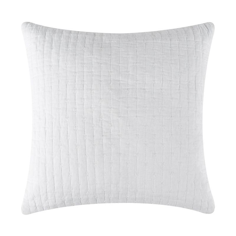 White Cross Stitch Square Pillow 18x18 with Feather Inner