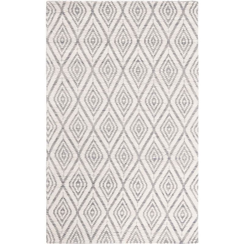 Elegant Geometric Gray Handwoven Wool Rug - 3' x 5'