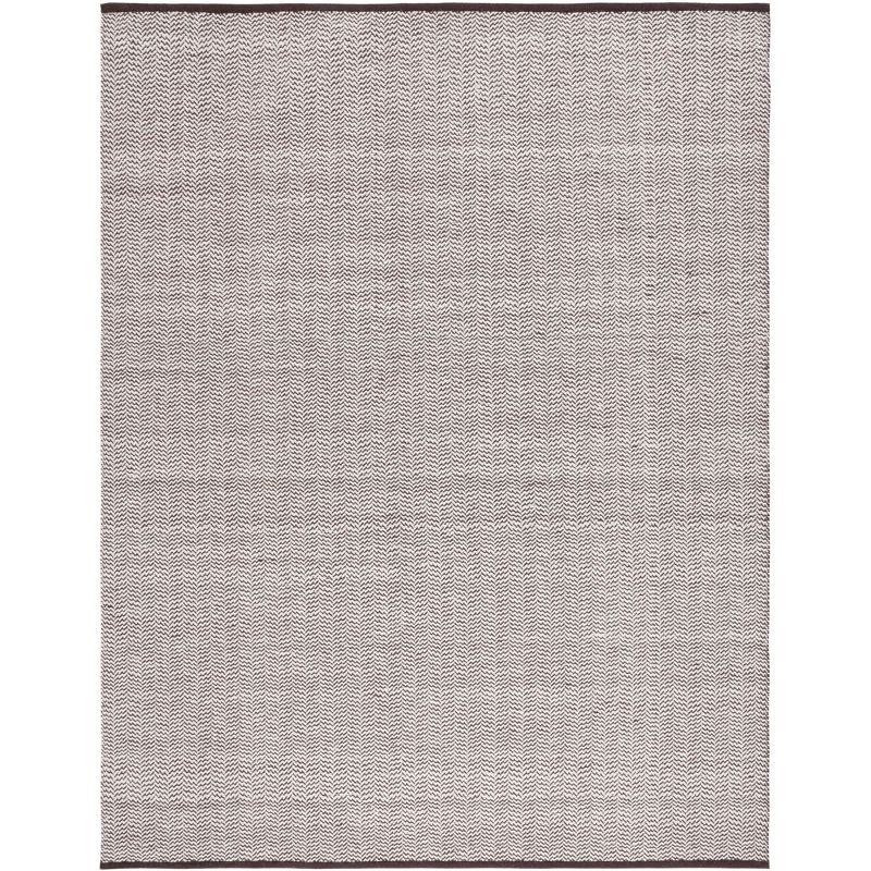 Ivory and Brown Hand-Knotted Wool Cotton 8' x 10' Rug