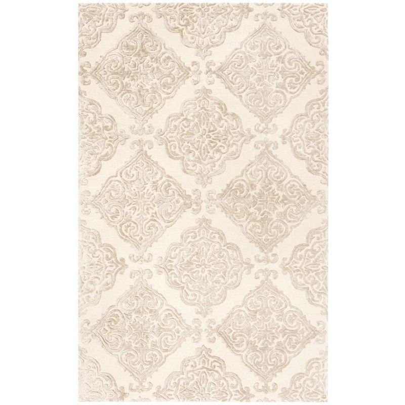 Ivory and Beige Hand-Tufted Wool Area Rug