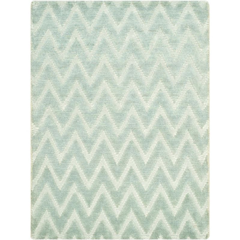 Santa Fe Hand-Knotted Gray Wool Chevron Area Rug