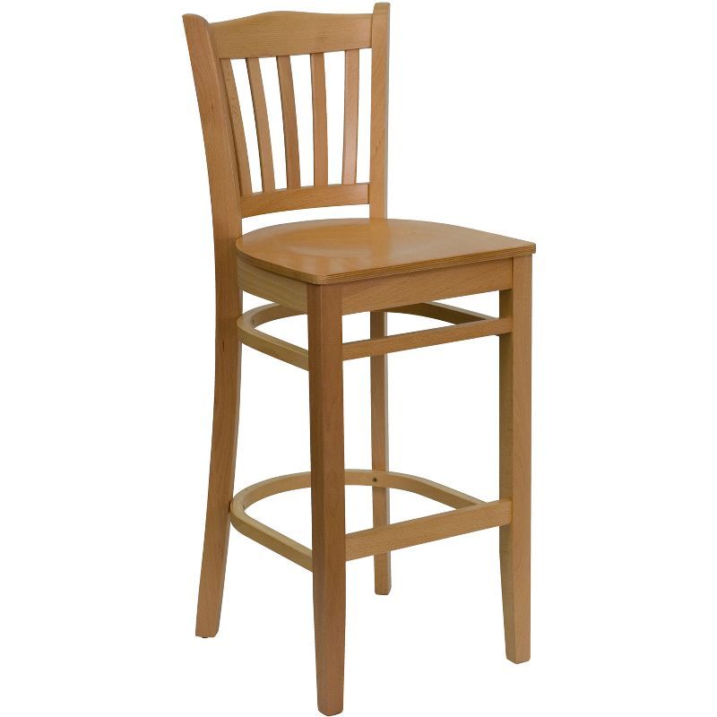 Classic Cherry Natural Wood Barstool with Vertical Slat Back