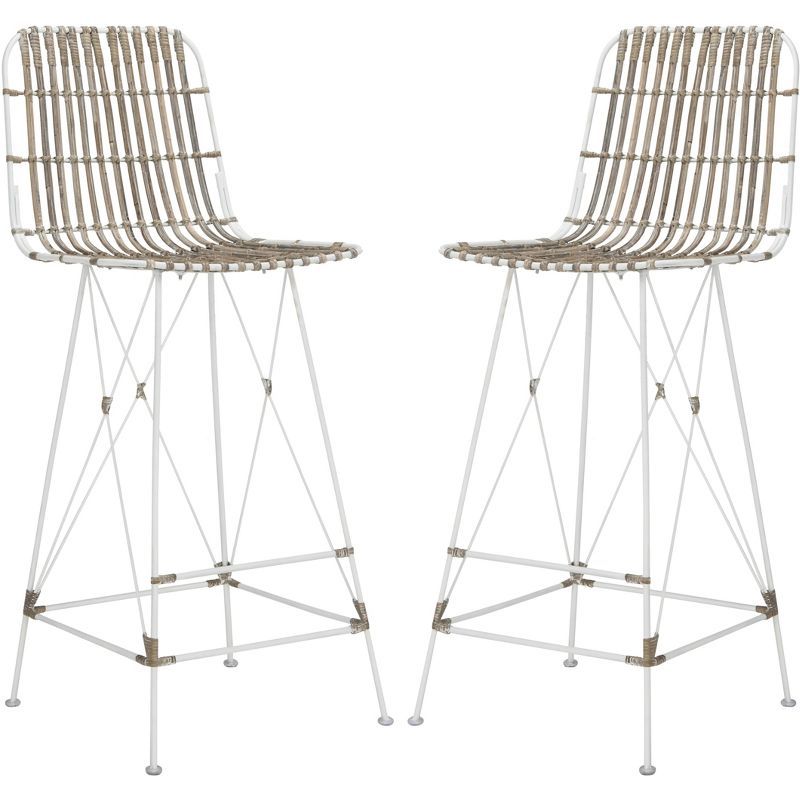 Minerva Wicker Bar Stool (Set of 2)  - Safavieh