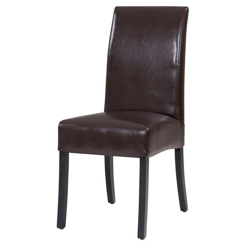 High Brown Wood Parsons Side Chair