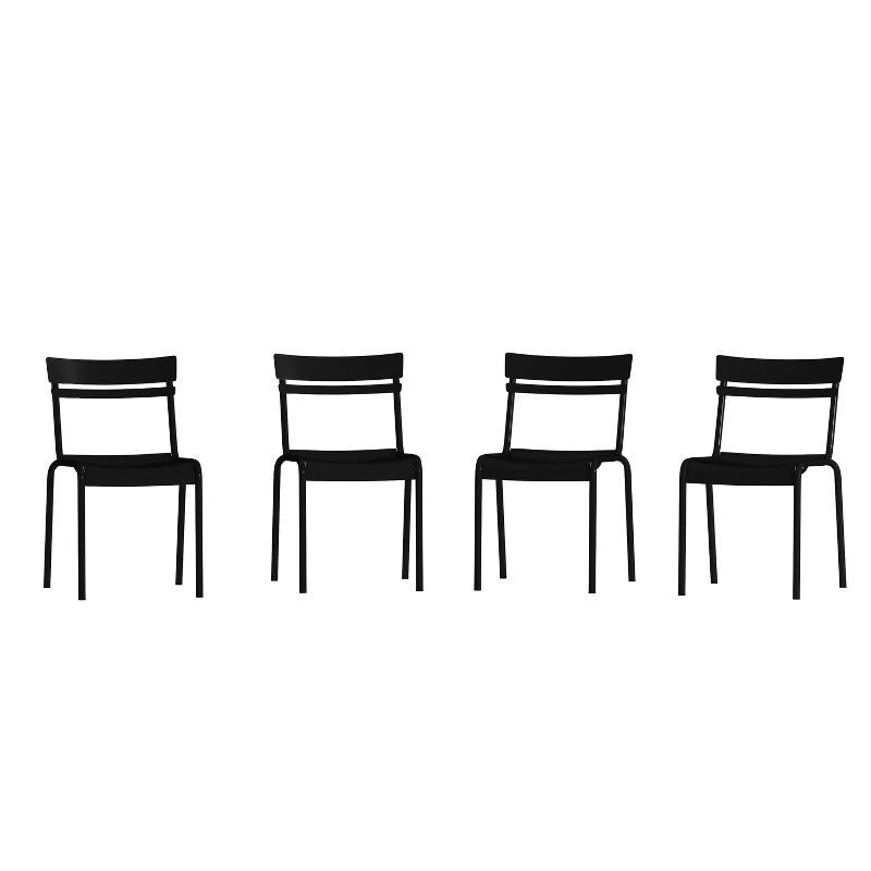 Nash Black Steel Armless Stackable Indoor-Outdoor Chairs, Set of 4