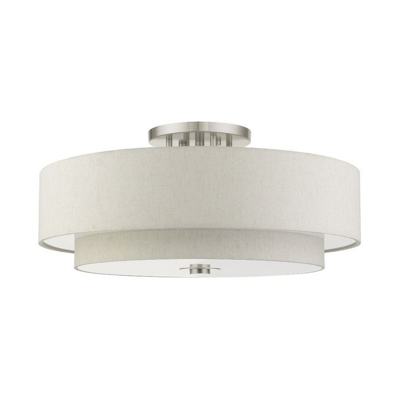 Meridian 30" Brushed Nickel Double Drum Semi-Flush Mount