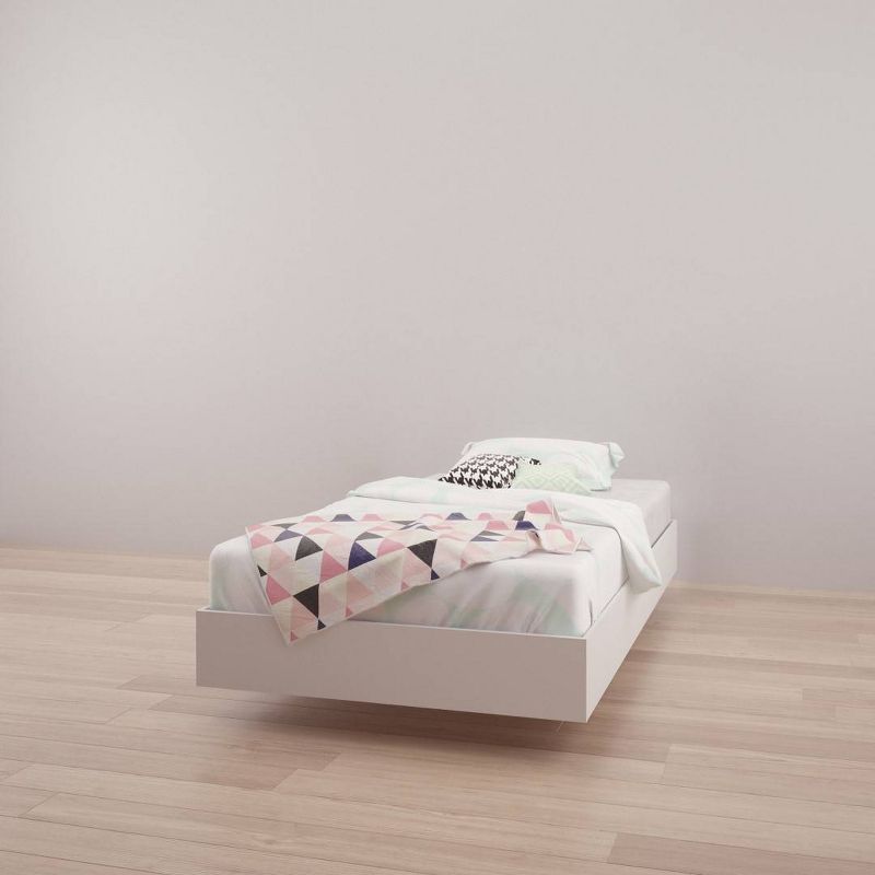 AeroFloat Twin White Wood & Engineered Platform Bed with Slats
