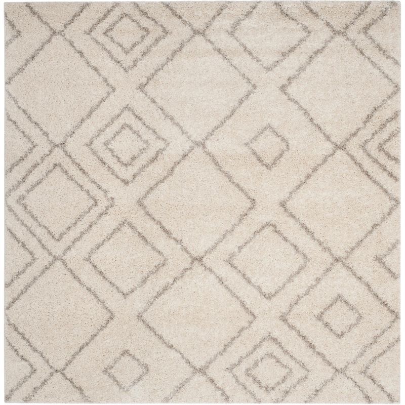 Ivory and Beige Moroccan Shag Square Area Rug