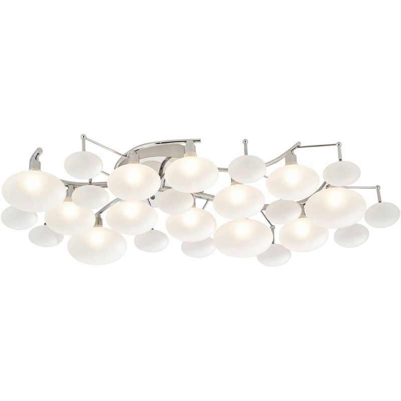 Lilypad Chrome 12-Light Frosted Glass Semi Flush Mount Ceiling Fixture