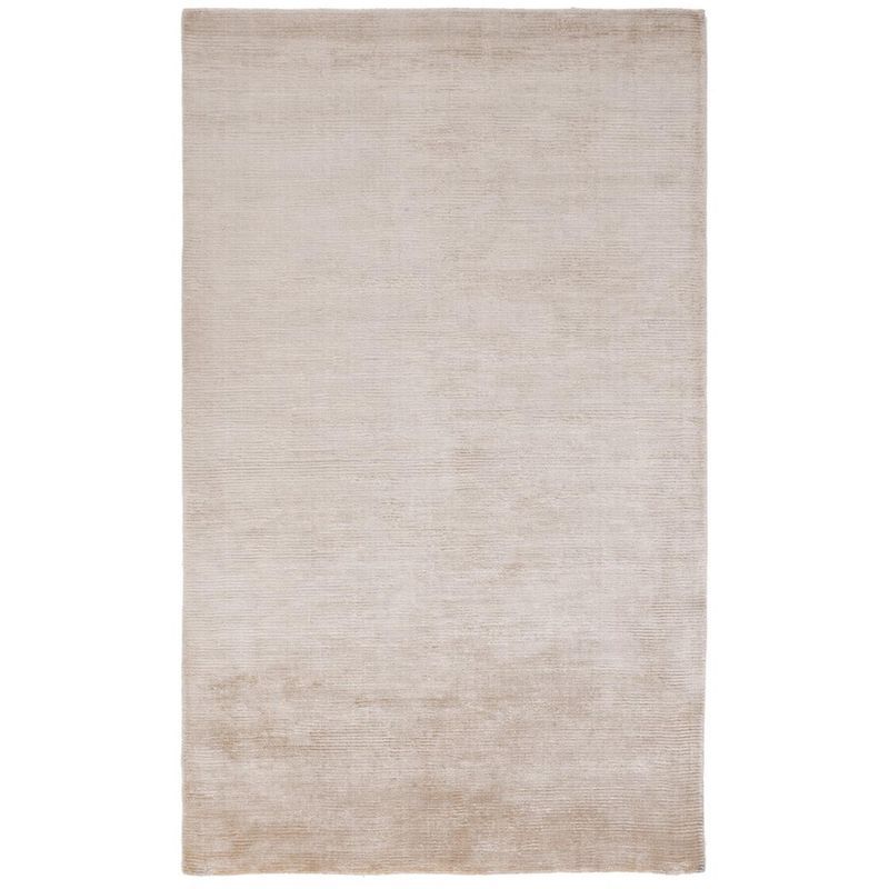 Light Silver Hand-Knotted Wool and Viscose Area Rug