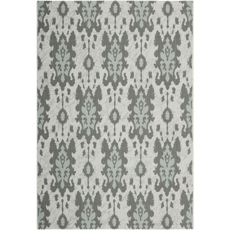 Gray and Aqua Rectangular Washable Synthetic Area Rug