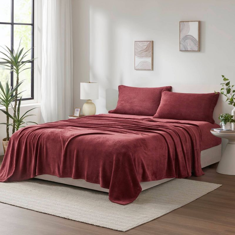 Twin Burgundy Soft Plush Microfiber Sheet Set