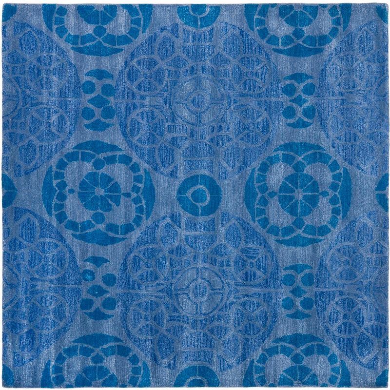 Wyndham Blue Hand-Tufted Wool Square Area Rug 5' x 5'