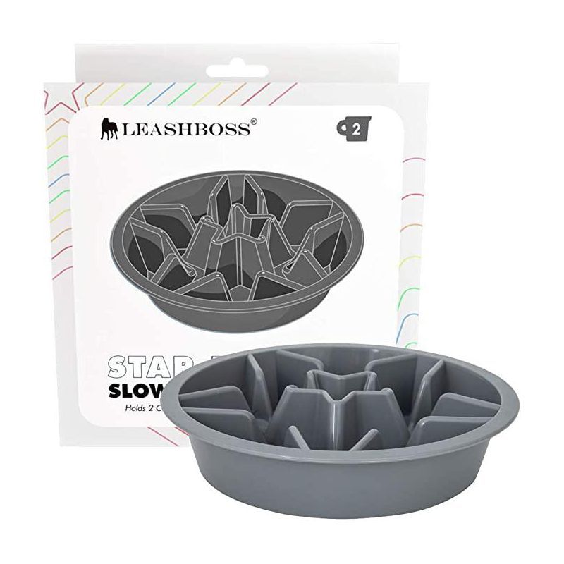 Gray 2-Cup Slow Feed Dog Bowl Insert for Raised Feeders