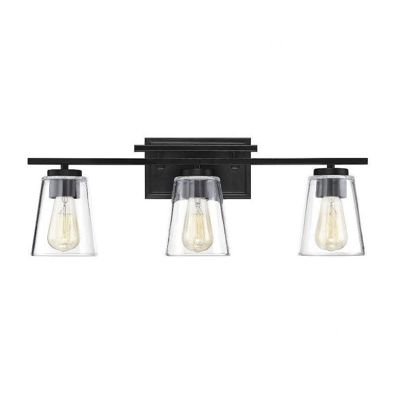 Calhoun Black 3-Light Vanity Fixture with Clear Glass Shades