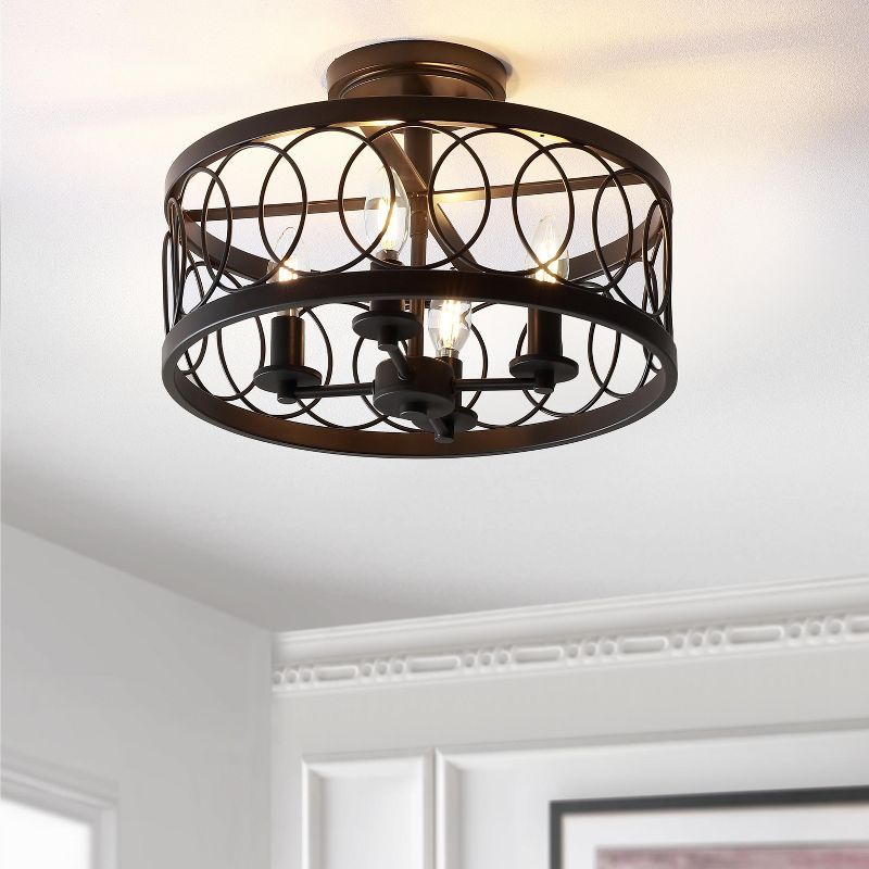 Oil Rubbed Bronze Drum Semi-Flush Mount Light