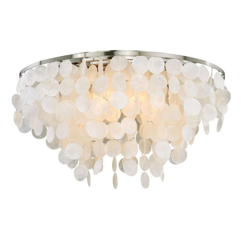 Elsa Satin Nickel 24" Capiz Shell Flush Mount Ceiling Light