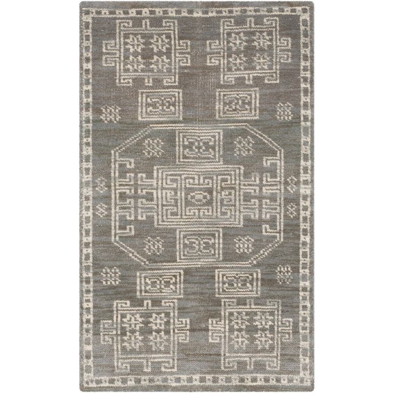 Kenya Hand-Knotted Gray Wool Tribal Area Rug