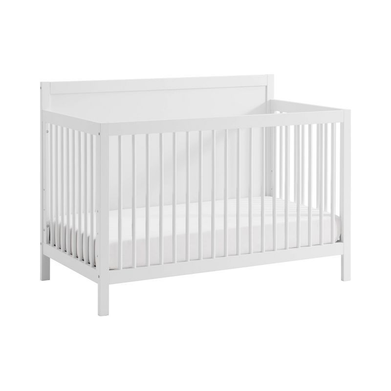 White Solid Wood 4-in-1 Convertible Crib with Panel Headboard