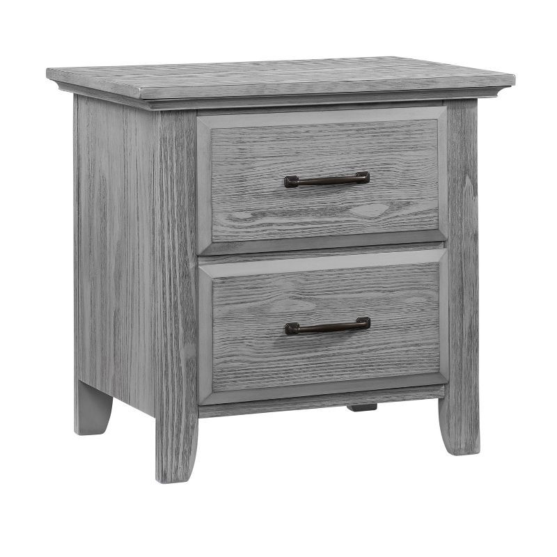 Graphite Gray 2-Drawer Solid Wood Nightstand