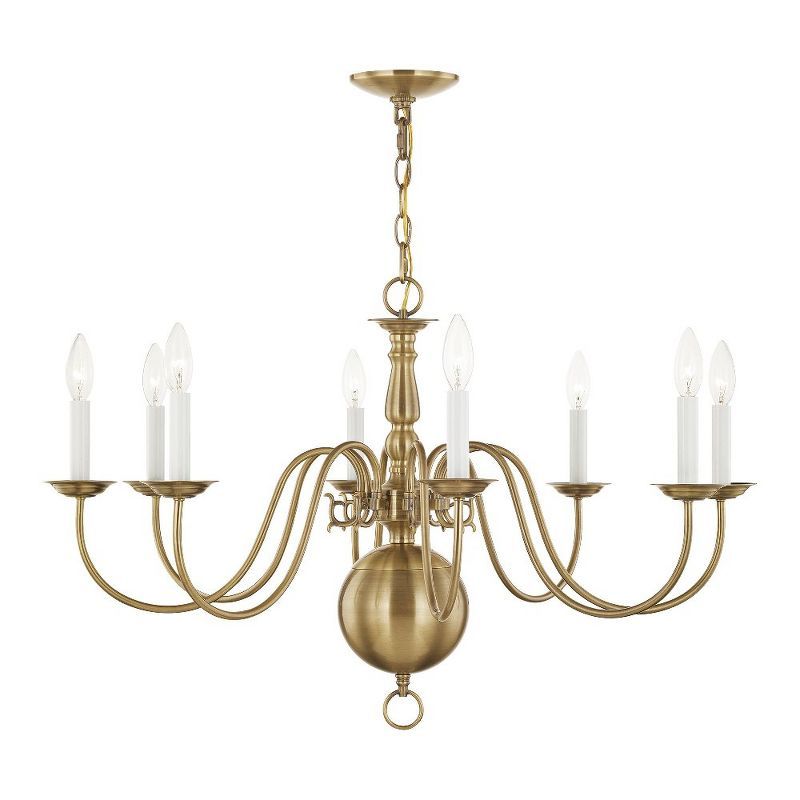 Antique Brass 8-Light Candelabra Chandelier with Chain