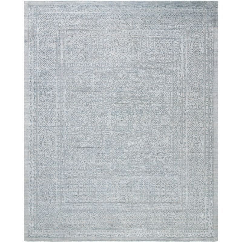 Sea Blue 9' x 12' Handmade Viscose Area Rug