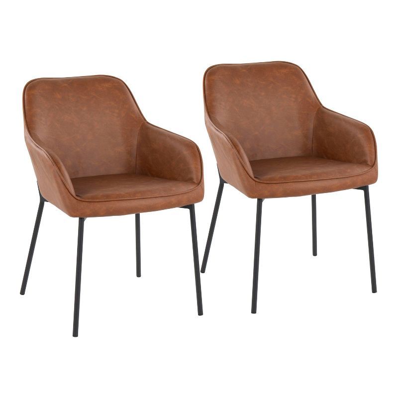 Daniella 24'' Black Camel Faux Leather Metal Dining Chair