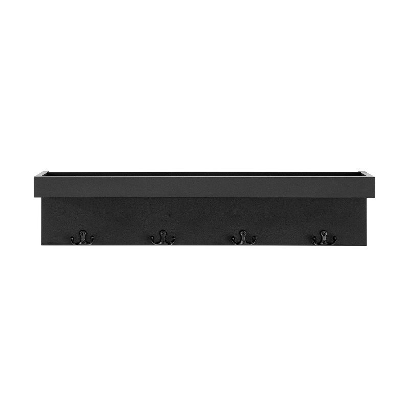 Black Wall Mounted Entryway Coat Rack with Shelf and Hooks