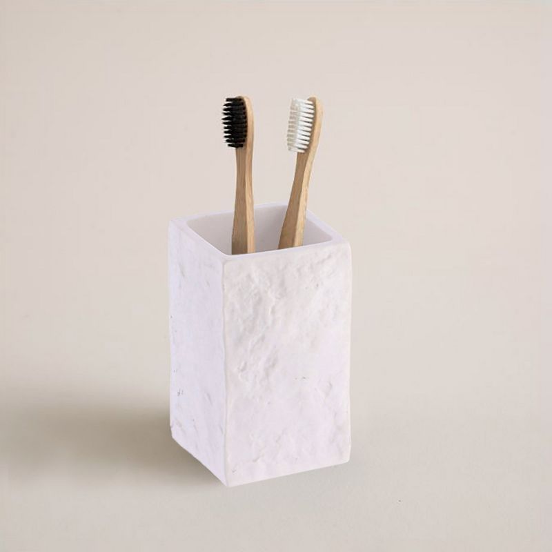 White Square Resin Stone Effect Toothbrush Holder for Kids