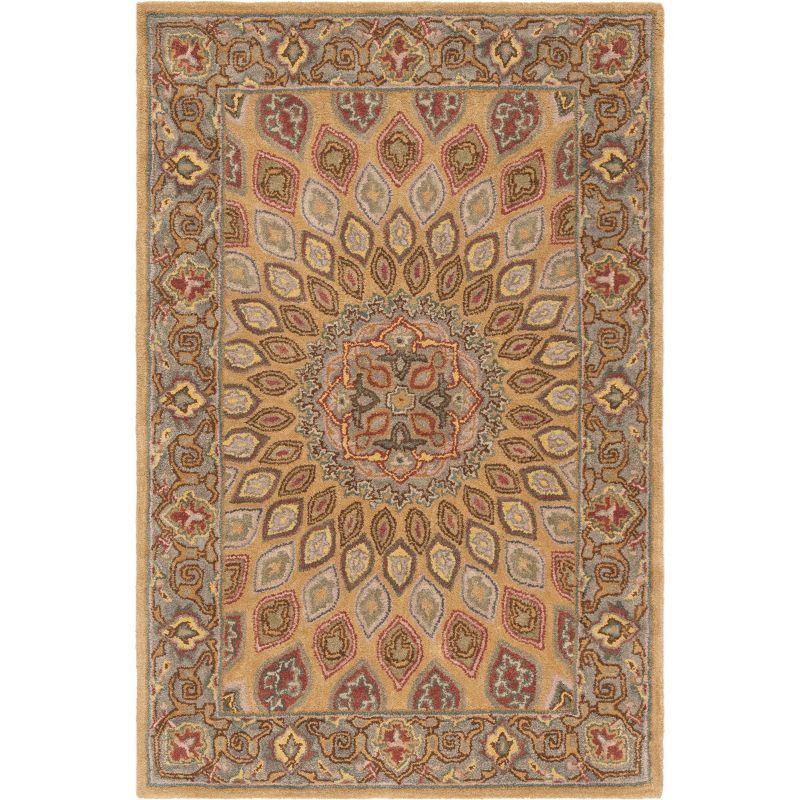 Elegant Heritage Light Brown & Grey Hand-Tufted Wool Area Rug 4' x 6'