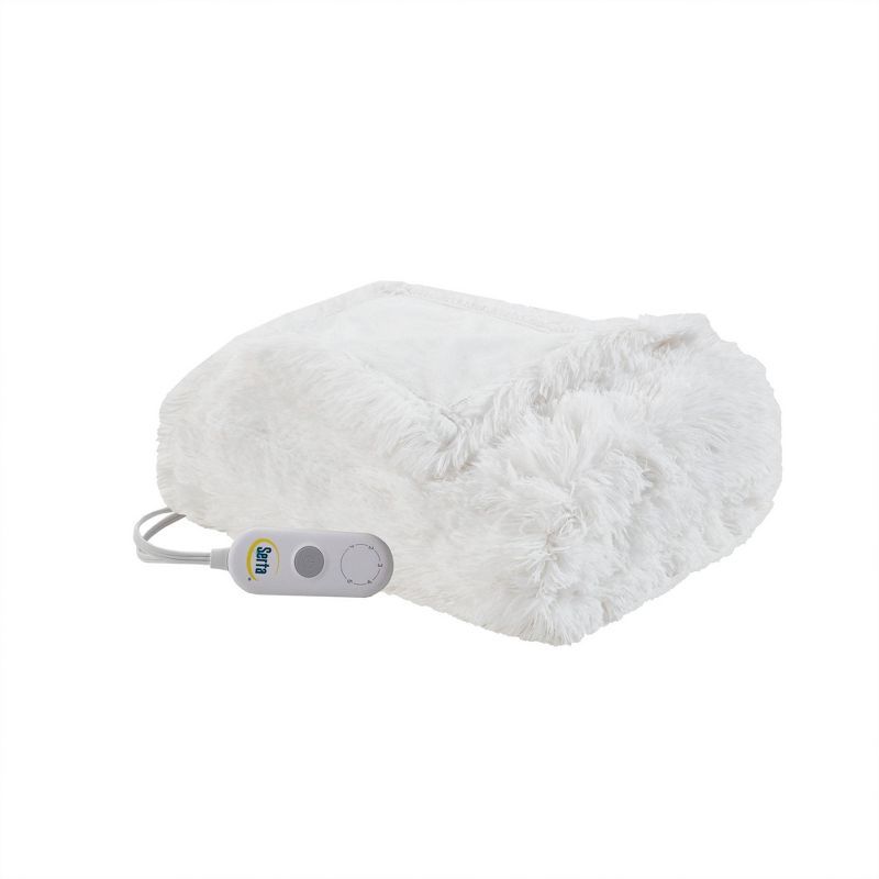 Ivory Faux Fur Electric Heated Throw Blanket