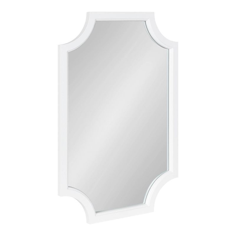 White Scalloped Rectangular Wood Vanity Mirror