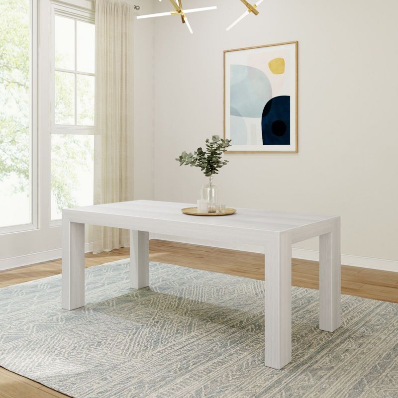 White Wirebrush Solid Wood Rectangular Dining Table for 6