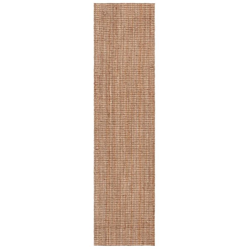 Natural Beige Handwoven Jute Runner Rug, 2'3" x 17'