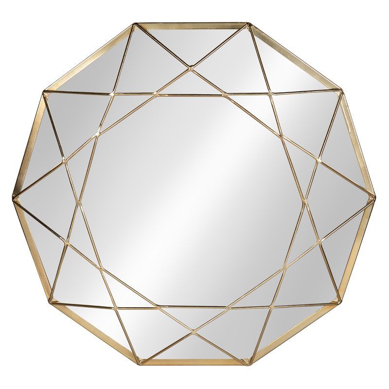 Gold Geometric Metal Round Accent Wall Mirror